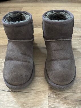 UGG Mini Booties in Grey Suede with Shearling Lining